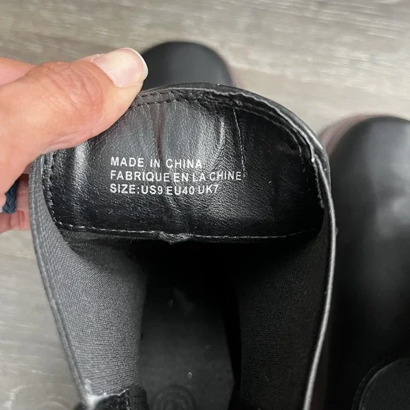 URBAN OUTFITTERS Black Chelsea Faux Leather Combat Platform Chunky Boots 9 40 - Picture 4 of 10